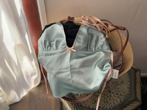 Blue Cami Bow Top
