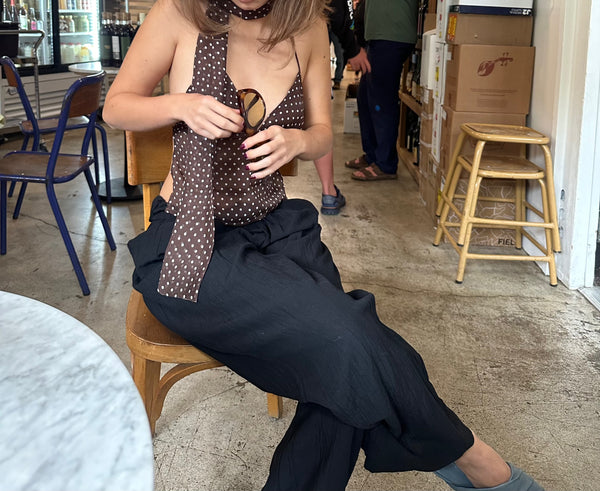 Michelangelo Polka Dot Top in Brown