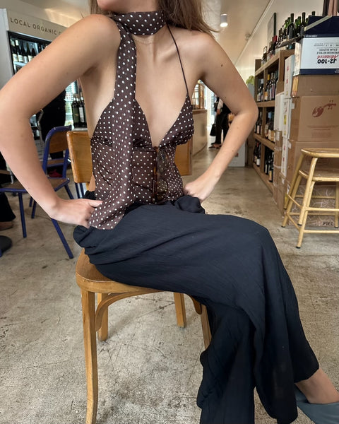 Michelangelo Polka Dot Top in Brown