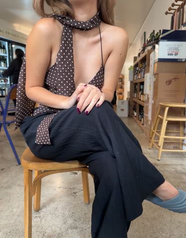 Michelangelo Polka Dot Top in Brown