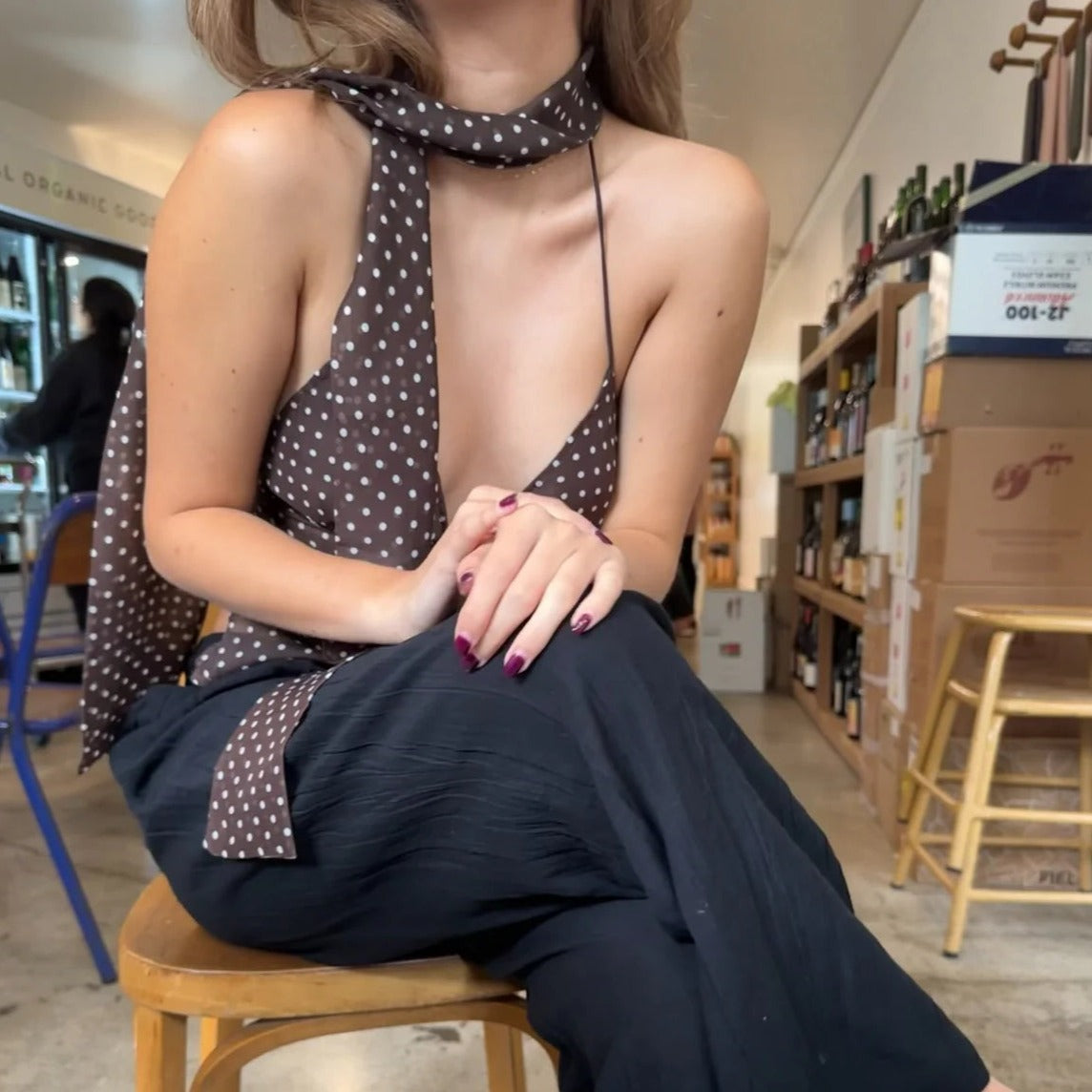 Michelangelo Polka Dot Top in Black – Enduring Kairos