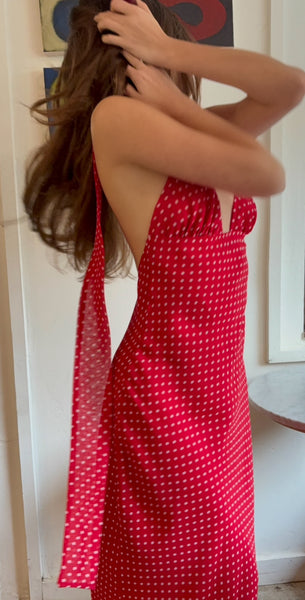 Michelangelo Polka Dot Midi Dress in Red