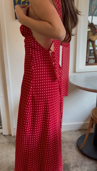 Michelangelo Polka Dot Midi Dress in Red