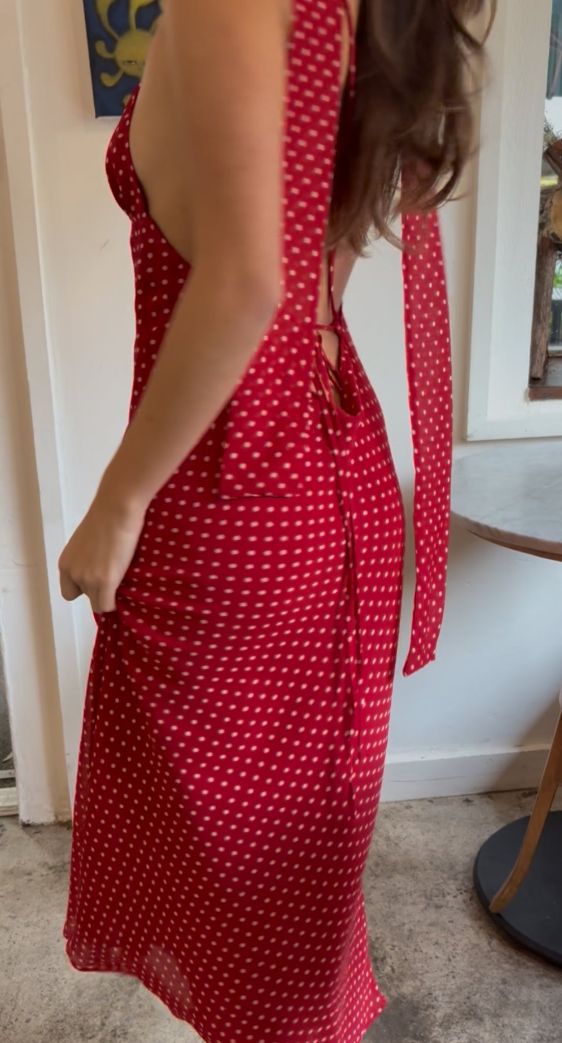 Michelangelo Polka Dot Midi Dress in Red