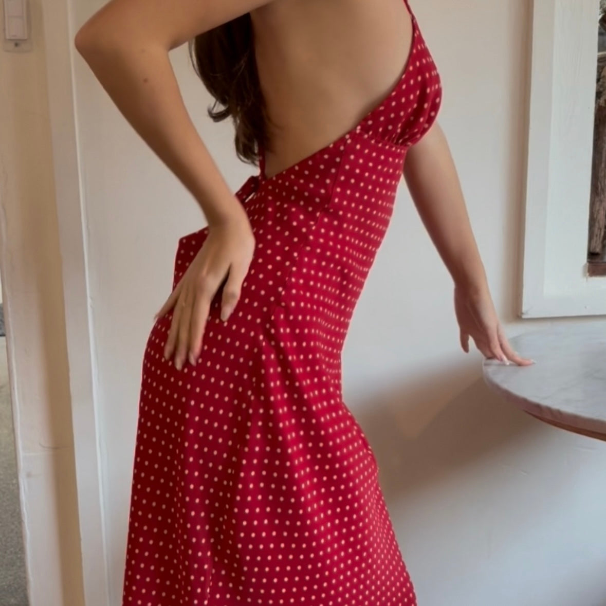 Michelangelo Polka Dot Midi Dress in Red – Enduring Kairos
