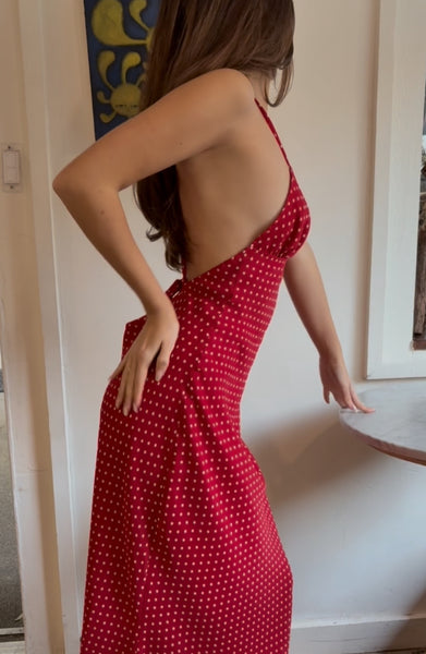 Michelangelo Polka Dot Midi Dress in Red