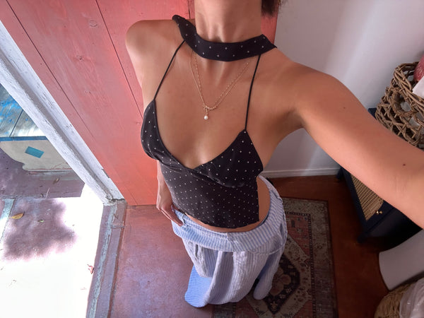 Michelangelo Polka Dot Top in Black